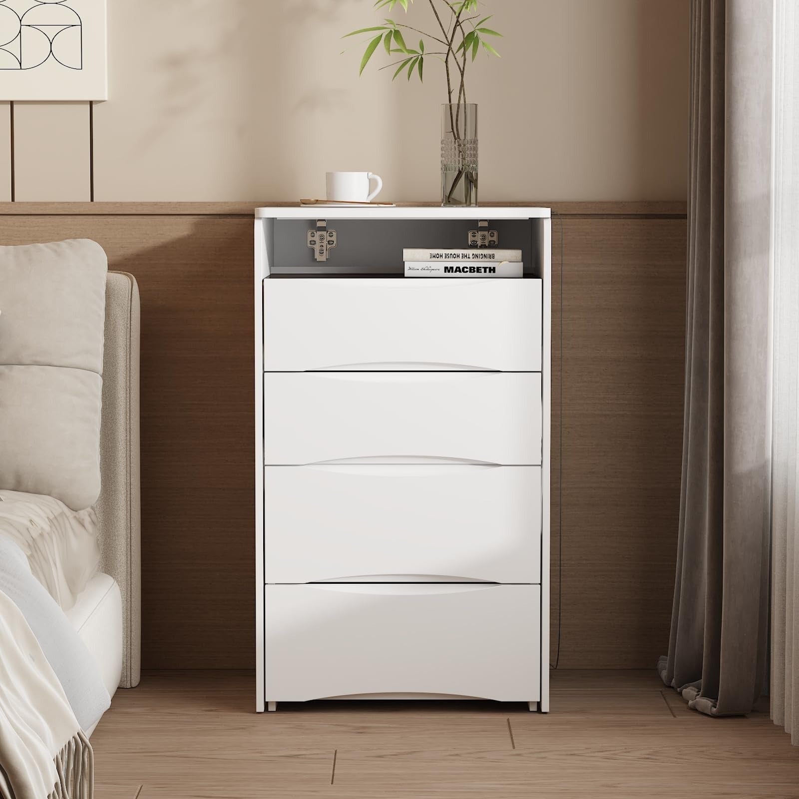 3-i-1 Sminkbord med spegel, pall & förvaring – Glasbordsskiva & kompakt design